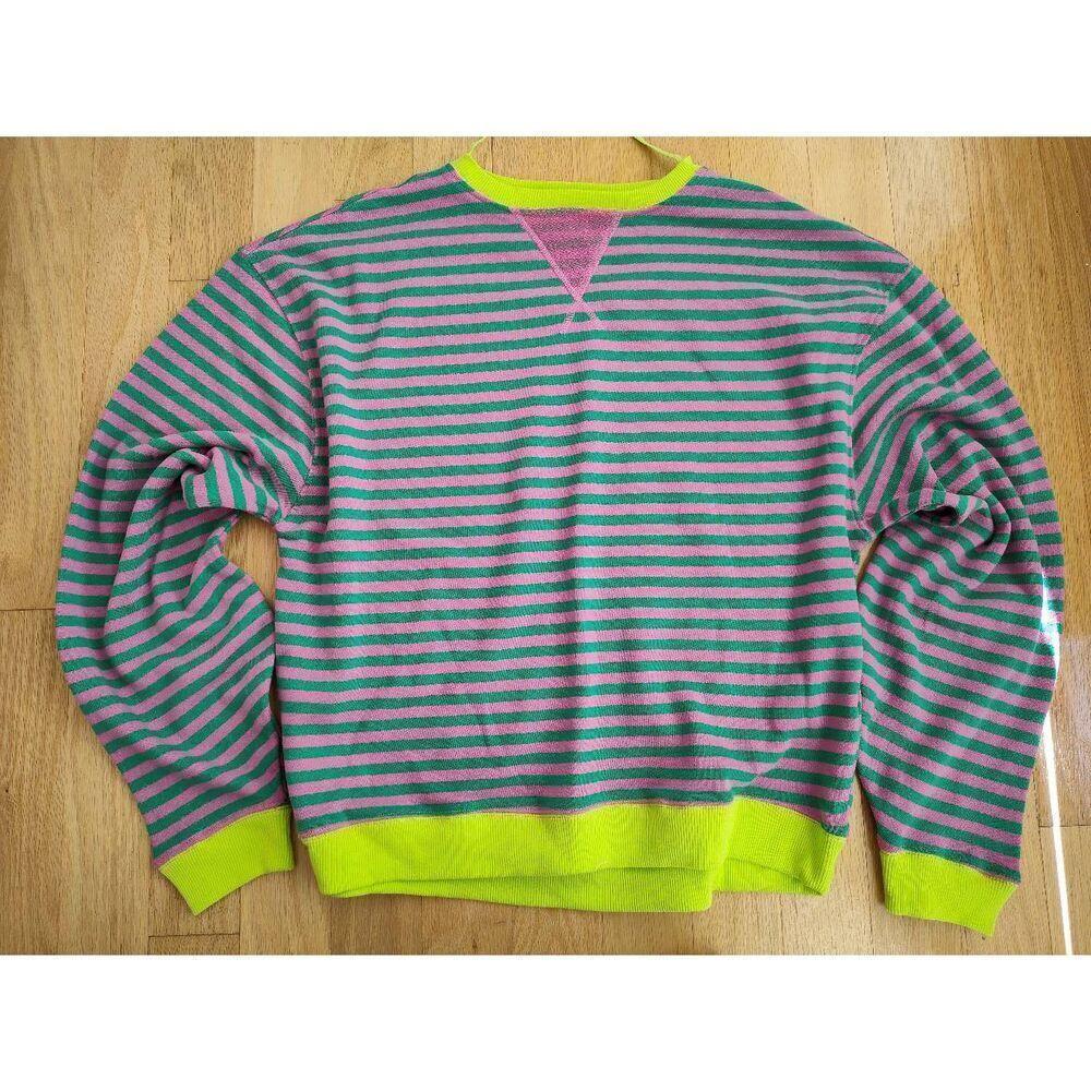 WE THE FREE FREE PEOPLE CLASSIC OVERSIZED CREWNECK PINK GREEN COMBO NWD LARGE - Picture 5 of 10